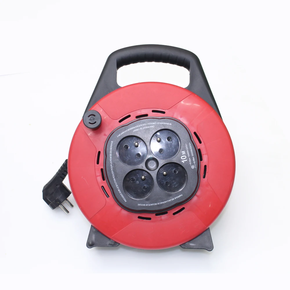 French Standards Ingelec 4 Gang 4 Way Round Extension Cable Reel Electrical Plugs and Sockets Extension Socket CE Approved 16A