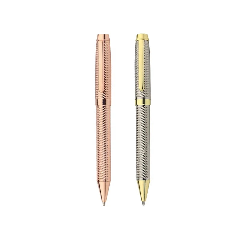 gift item rose gold and silver plated metal ball point pen with