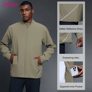 Janya Custom Men's Waterproof Windbreaker Regular Sleeve Jacket Lightweight Sportswear Outdoor Hiking Running Fitness Zip Coat