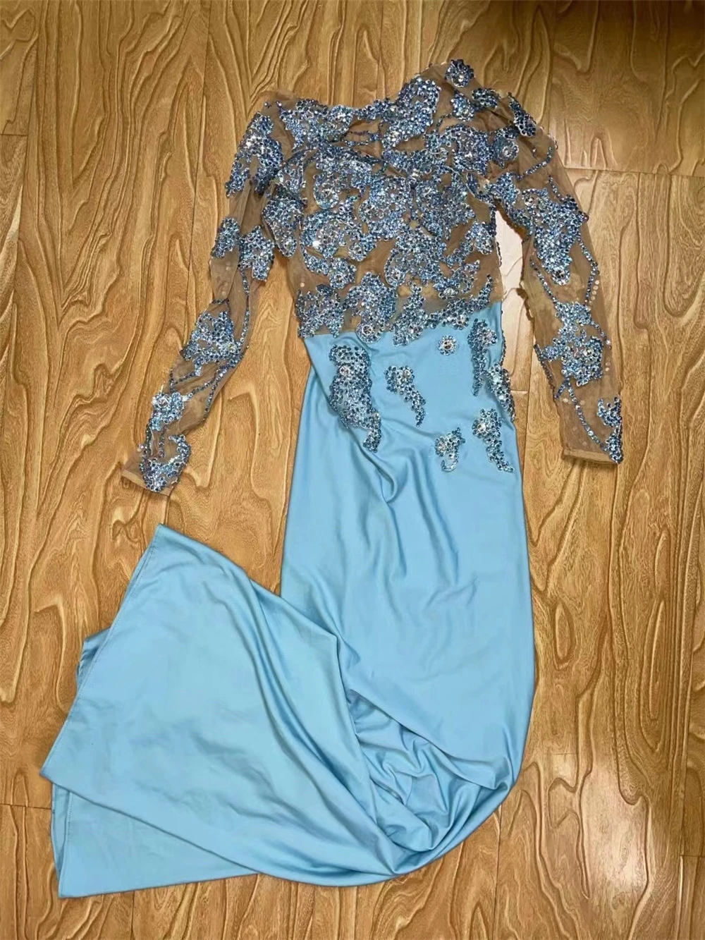 Elegant Blue Shiny Diamonds Dress by Novance for Weddings