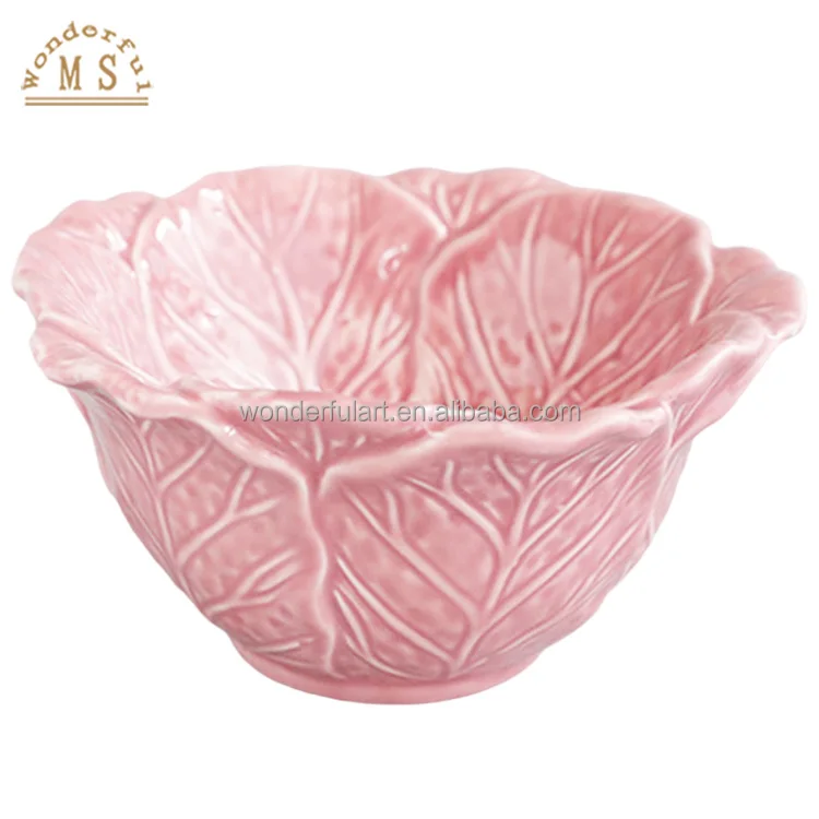 Wholesale cartoon Ceramic Cabbage leaves Canister Storage porcelain vegetable Jar bowl kitchenware tableware