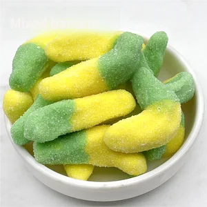 Mixed Sand Banana Shaped Fruity Flavored Soft Candy Loose Candy