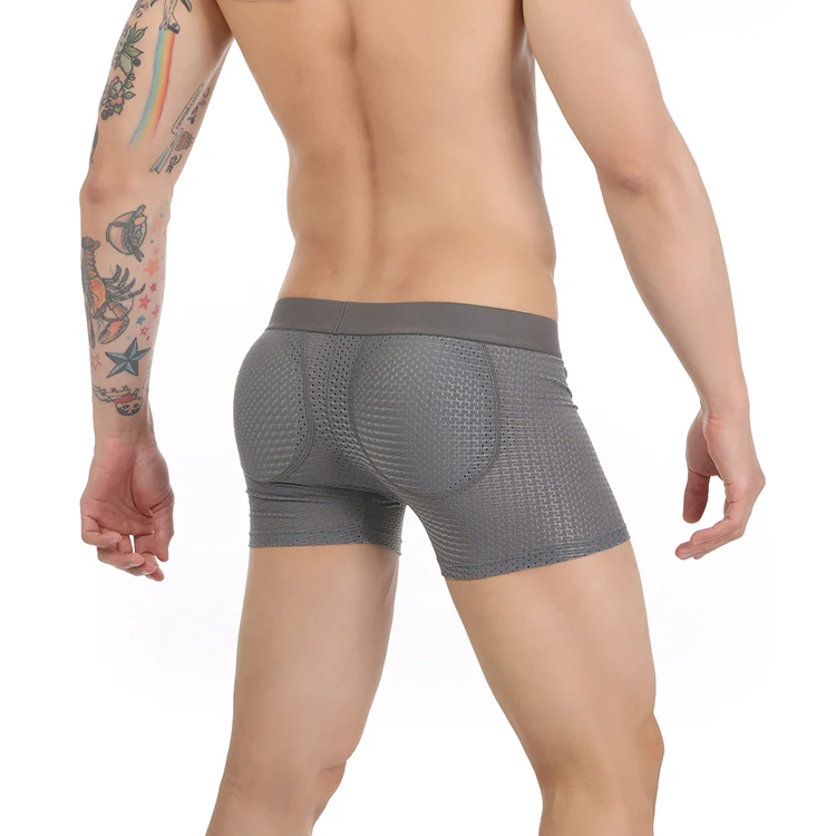 Sexy Men Butt Lifter Underwear Boxers Men's Padded Enhancing Breathable Mesh Underpant Removable