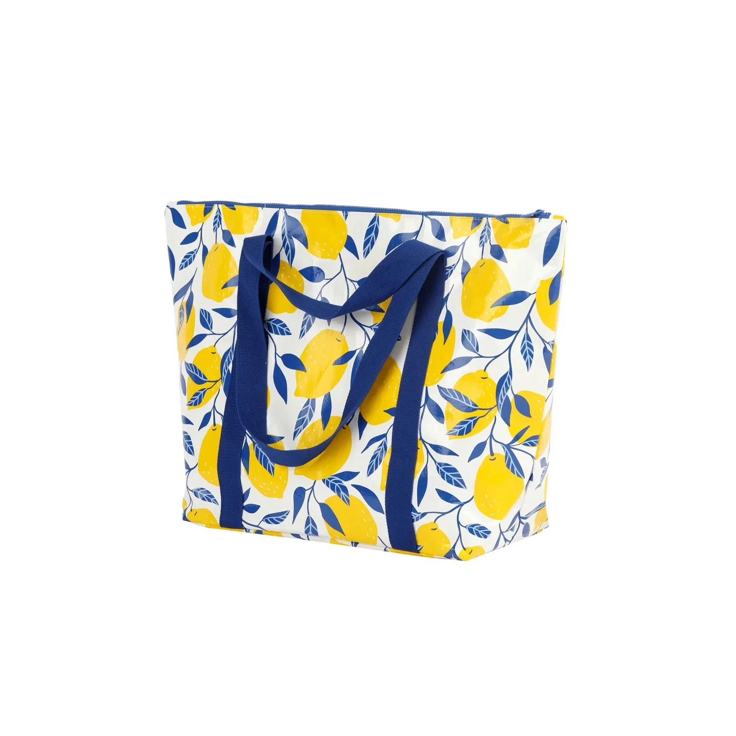 Waterproof Recycled Double Handle Shopping Bags with Laminated PP Woven Zipper Tote Promotional Pattern Letter Design