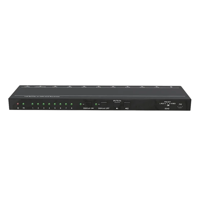 1X8 4K HD Splitter Multiple Built-In Edid Settings Can Be Selected Can Turn On/Off the Monitor and Adjust Its Volume