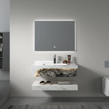 Wall Mounted Cabinet Single Sink Modern New Bathroom Luxury Vanity Cabinet With LED Mirror