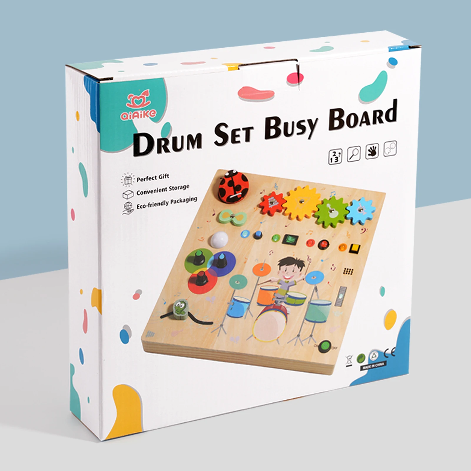 Portable Sensory Activity Board Kids Travel Toys Educational Music Wooden Busy Boards Montessori Toy for Toddlers with Led Light