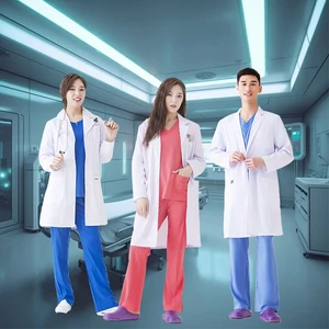 Polyester Cotton Doctor's White Lab Coat Hospital Medical Nursing Uniform Doctor's White Gown
