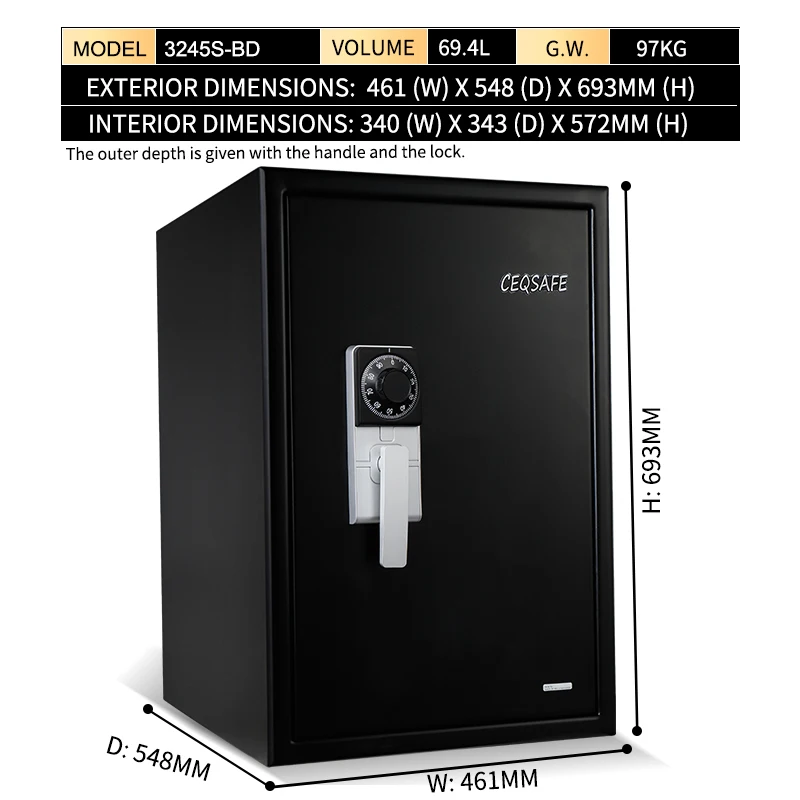 CEQSAFE Waterproof Safe Home Security Mechanical Combination Lock Fireproof Steel Safe Box with Digital Fingerprint Safe Box supplier