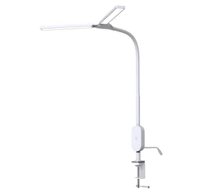 Dual Shades EyeCaring LED Desk Lamp Flexible Gooseneck Work Lamp Clamp 3 Light Colors Dimmer Task Light Reading Light