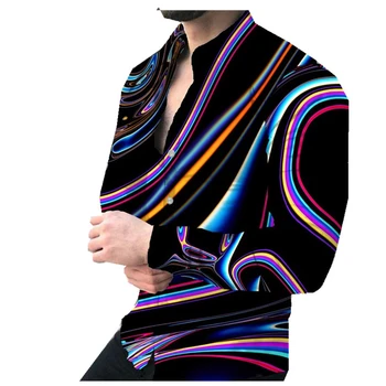 New design Quality Mens Shirts fashion colorful printed long Sleeve Tops 2022 spring summer male casual plus size clothing
