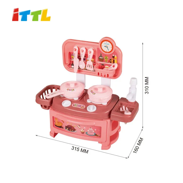 Kitchen Pretend Play Set for Kids 6 Months+ Baby Sensory Toys Push Food Cart Plastic Kids Kitchen Set for Girls and Boys