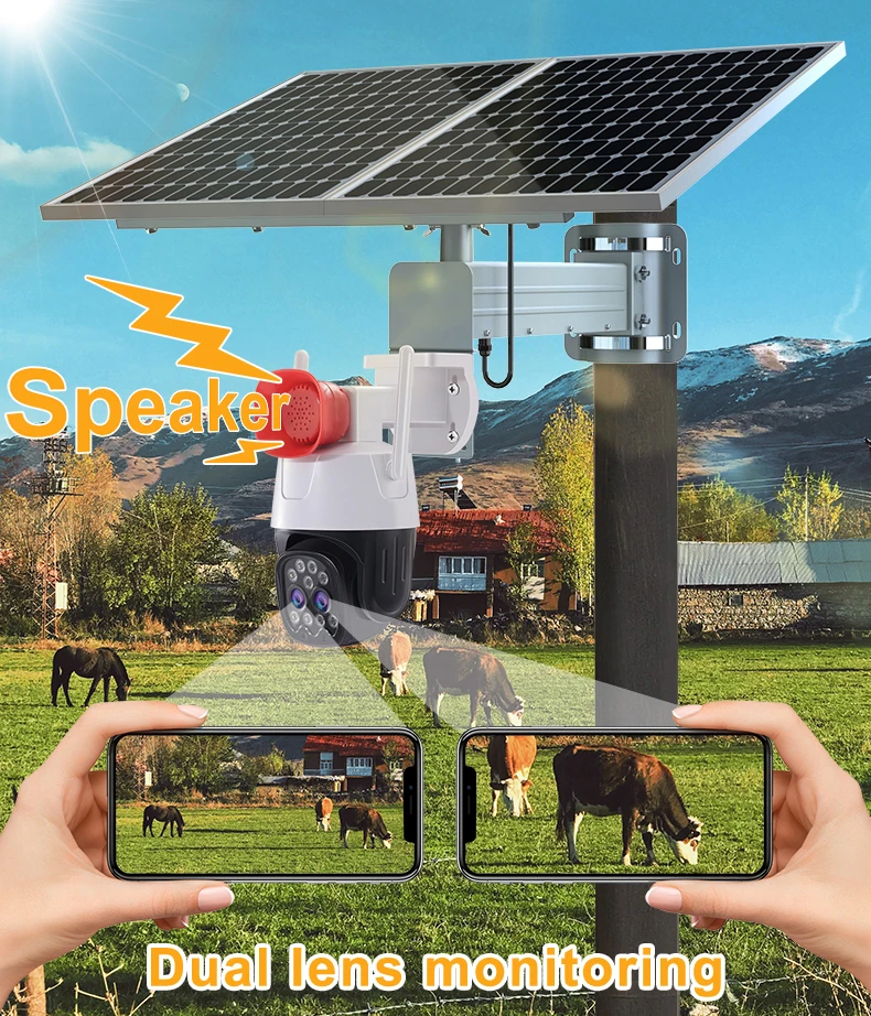 Dual Lens Solar PTZ Camera 4G - 10X Zoom & Night Vision