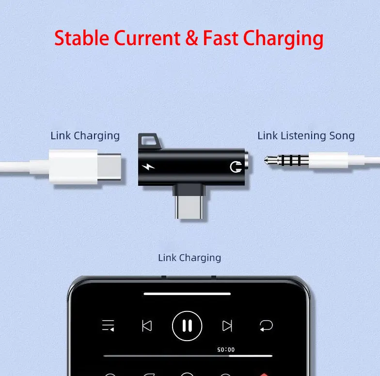 2 in 1 Headphone Audio Earphone Splitter Jack Aux Splitter Charging ...