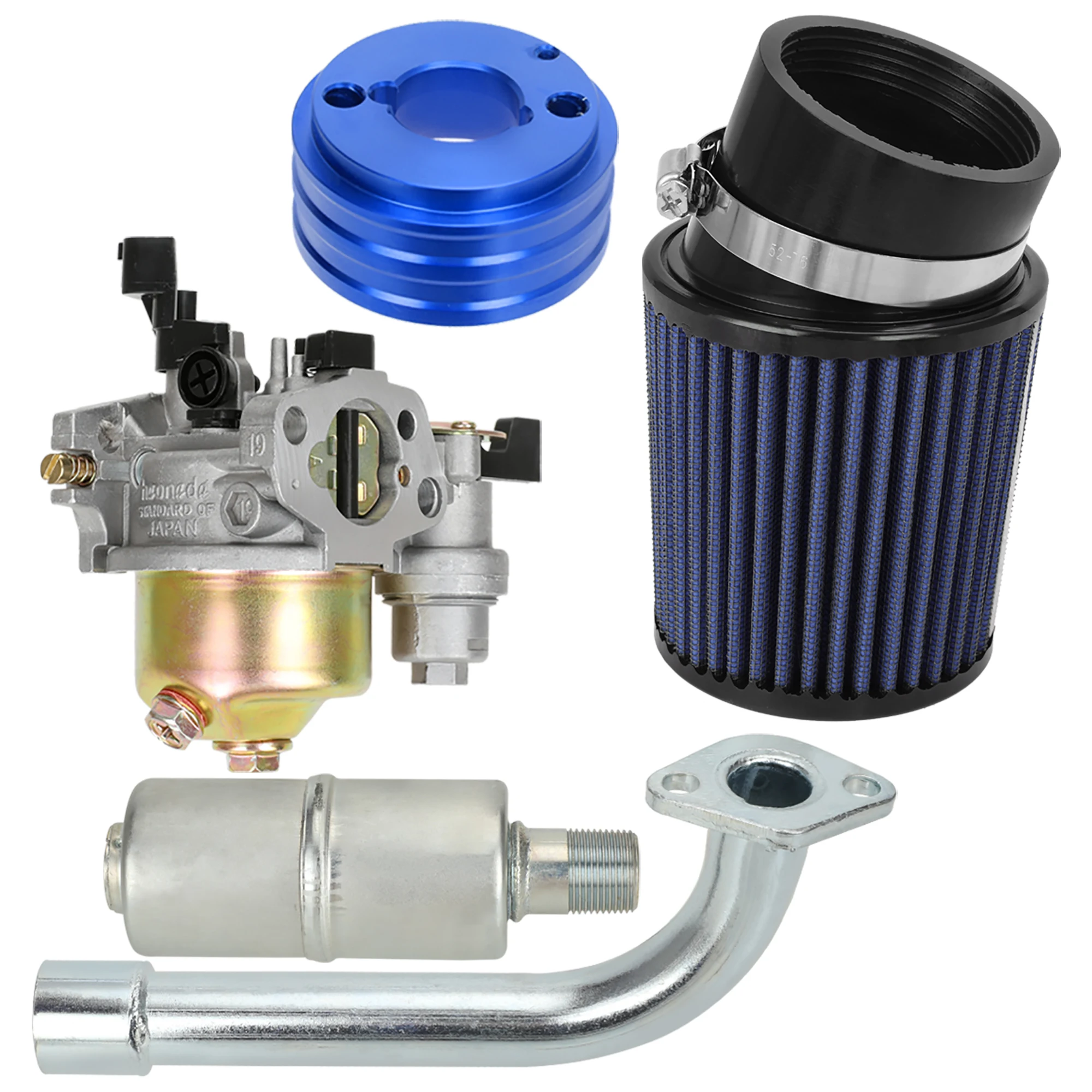 Hiaors Carburetor Air Filter Adapter Exhaust Pipe Muffler Stage 2 Kit For 212cc 196cc 6.5hp