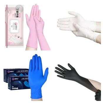 Best seller Manufacturers 4mil pure nitrile gloves beauty salon food powder free purple blue white pink black tattoo glove