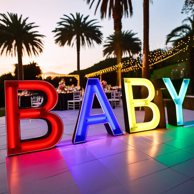 Large baby Light Up Decorations Custom 3 Ft Marquee Letters Big Letter