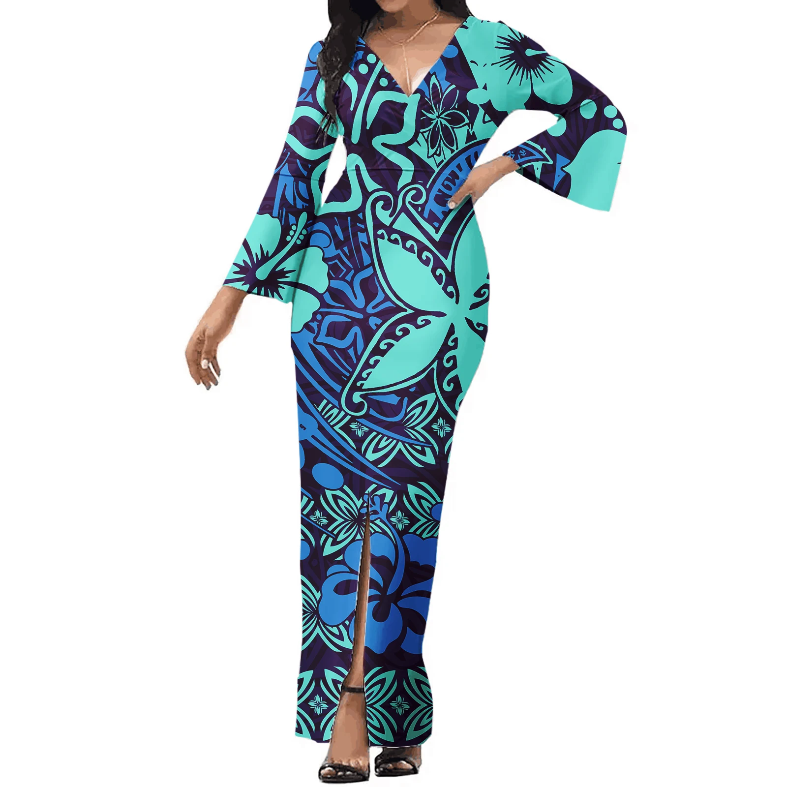 Polynesian Tribal Casual Dress Tongan Samoan Tapa Flower Print Island  Dresses Custom Long Dress Party Clothes| Alibaba.com
