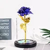 Plastic bottom + leaves Blue gold foil flower