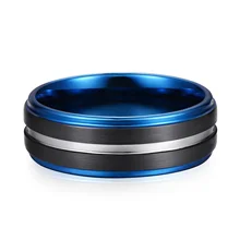 South Africa Style 8MM Tungsten Carbide Custom Ring Tungsten Brand Ring Men Wedding Ring Black Blue Fashion Jewelry Comfort Fit