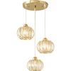 Lustre à disque doré à trois têtes