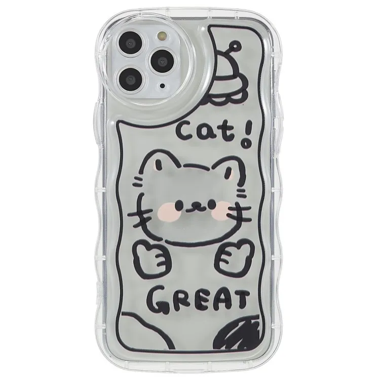 Custodia Silicone Per IPhone 11 Pro Con Cornice Ondulata Kawaii - Morbida E Antiurto Per Ragazze (Trasparente)