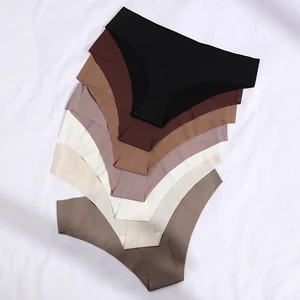 Ropas Interiores Bragas Por Mayor Customized Logo Slip Femme Ice Silk Naked Feeling Invisible Women's Panties