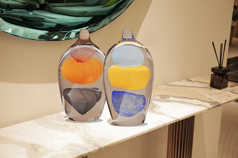 Luxury Decorative Objects Three Color Inside Transparent A Pair Home