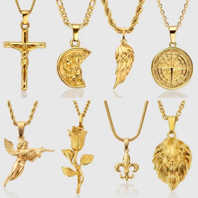 22k Gold Hiphops Crystal Medusa Pendant Mens Greek Mythology Medusa