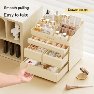 Modern Multi-Functional Drawer-Type Makeup Skincare Organizer Simple Cosmetic Storage Box for Home Bedroom