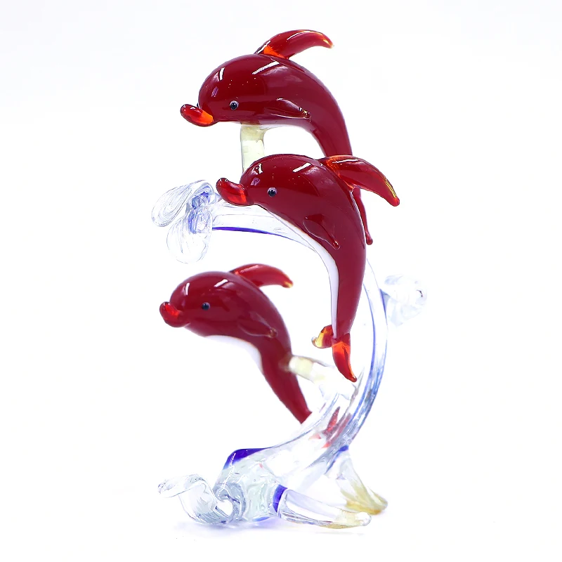 Factory OEM ODE Miniature Animals Murano Glass Dolphin Figurines for Household decoration