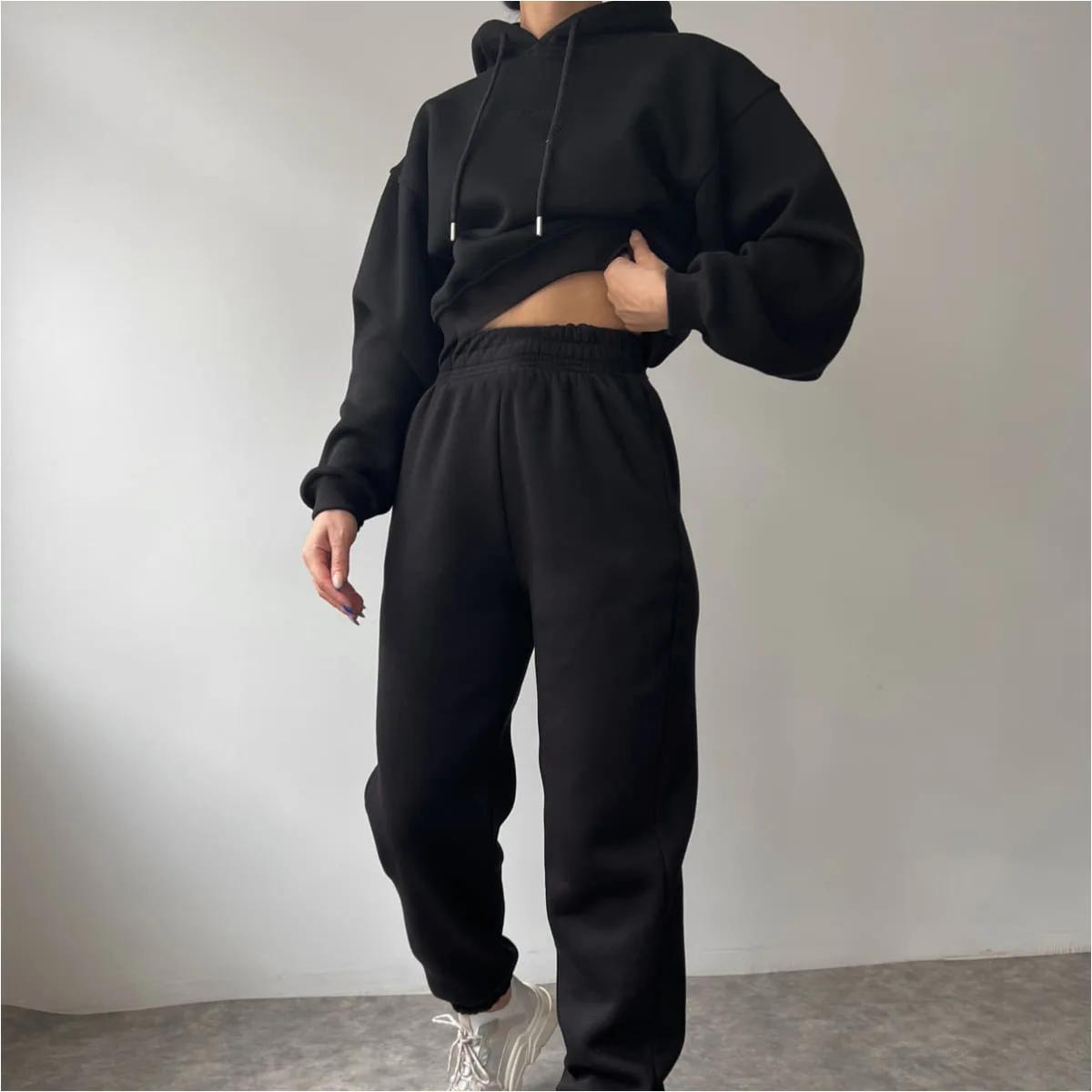 Spring Autumn Hot-Selling European American Long Hooded Sweatshirt Sports Pants Two-Piec preview