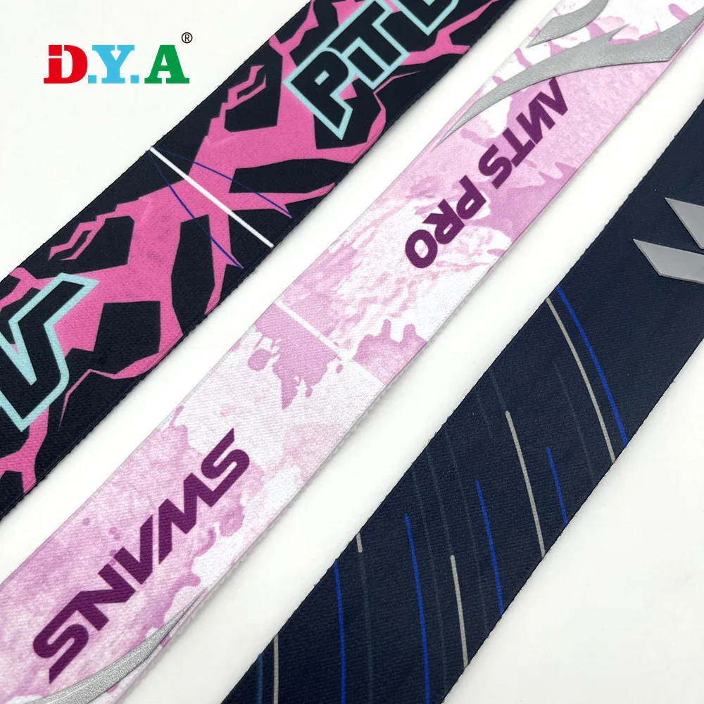 Anti Slip Silicone Custom Printed Elastic Bands Strap Printing Elastic Ribbon Woven Belt for Ski Goggles