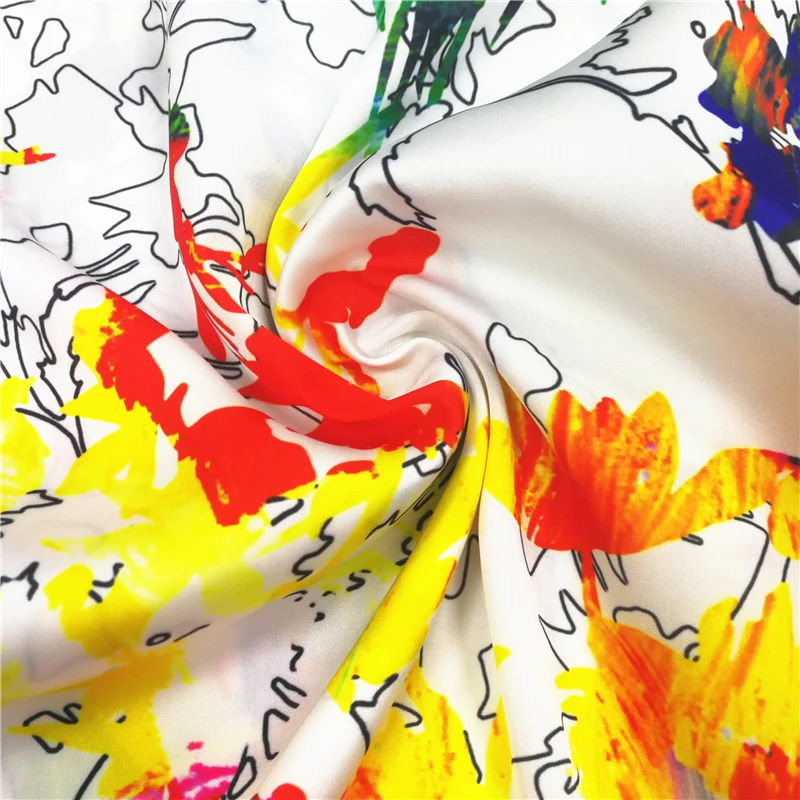 Шелковая сатиновая шифоновая ткань с цифровым принтом для женского платья, шарфа, хиджаба