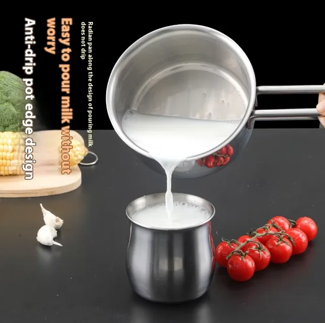 Mini Yukihira 14cm Single-Serve Soup/Milk Pots 24cm Size Gas 304/316SS Steel Induction Safe Stainless Steel Handle Glass Metal