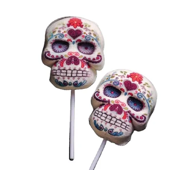 45g Halloween cotton lollipop Mexican Skull Ghost print spooky trick creative candy wholesale