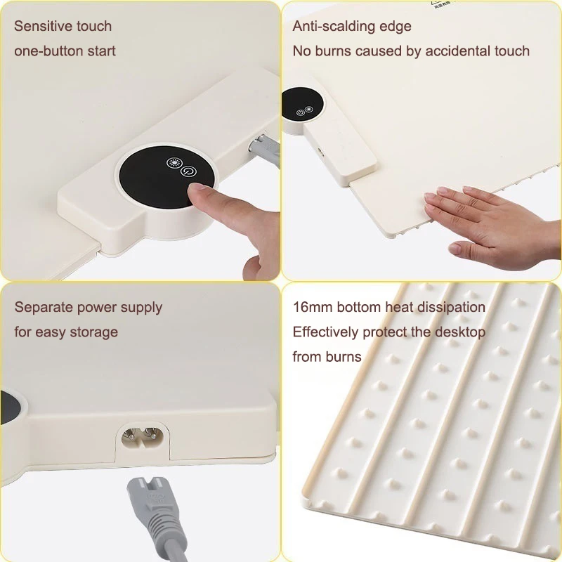 Small Portable Touch Control Timer Rollable Silicone Fast Heating Electric Food Warming Mat Hot Plate for Kitchen With Display