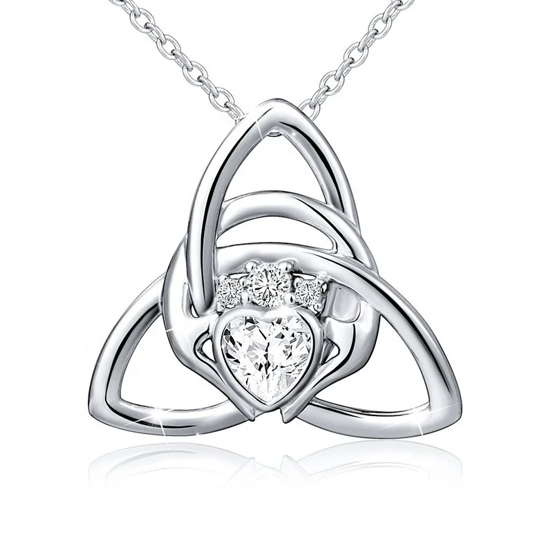 925 Sterling Silver Good Luck Irish Claddagh Celtic Knot Love Heart ...