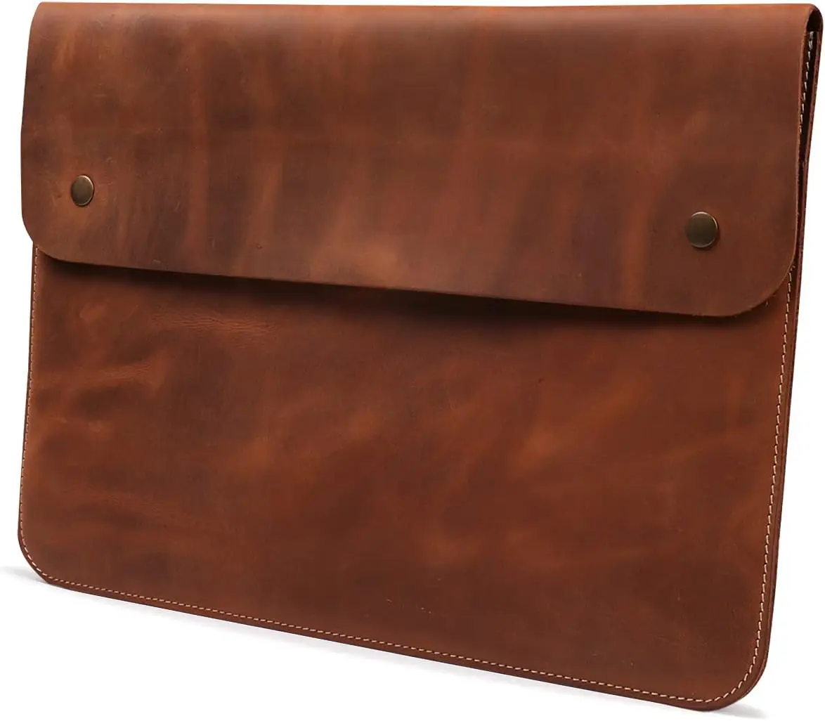 Funda para portátil de cuero de grano superior para MacBook Pro Air de 14 13 pulgadas, bolsa de portátil de cuero genuino para M2 M4 tabletas computadoras  