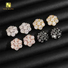 Big Size Fashion Cluster Screw Back Ear Studs 15mm Iced Out Hip Hop Jewelry 925 Silver VVS Moissanite Stud Earring For Women