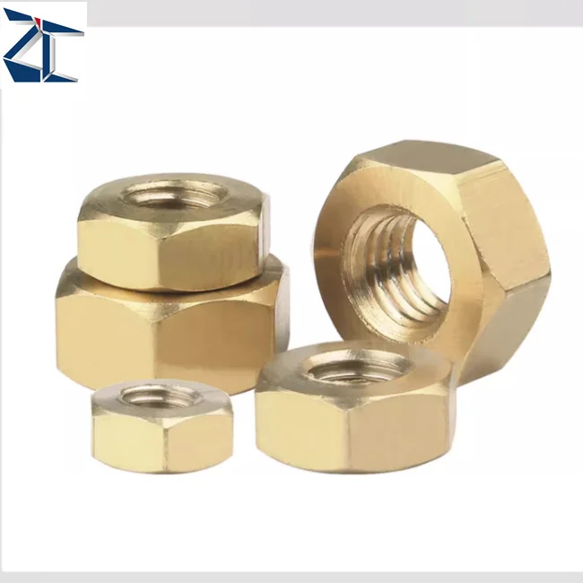 Customized supplier DIN934 Brass Copper Hex Nut and bolt M1.6-M20 Nuts