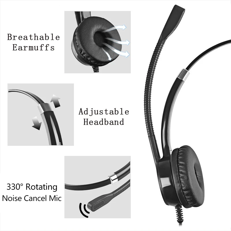 Beien CS12 on Ear Computer Headphone USB Wired Headset Call Center Earphone With Noise Cancelling Mic for Online Course