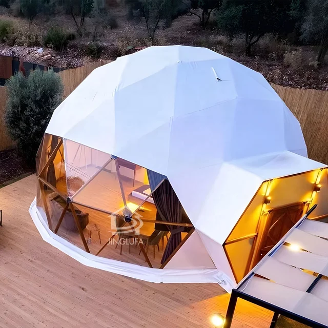 outdoor waterproof PC glamping safari round geodesic dome house tent cotton insulation