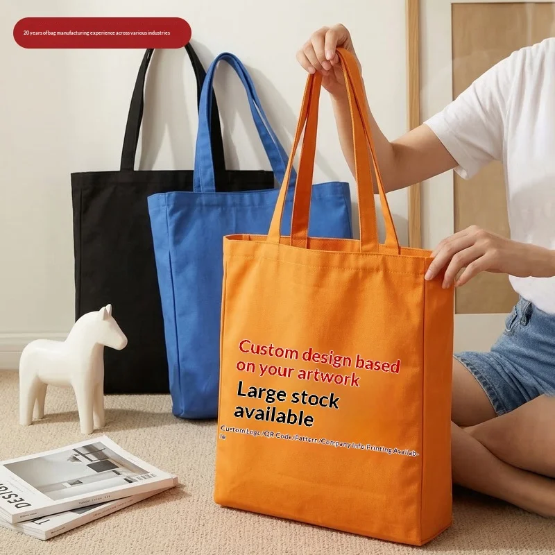 Pure Cotton Colored Canvas Tote Bag Customizable Printed Logo Machine Embroidery Screen/Digital/Heat Transfer Printing Factory preview 3