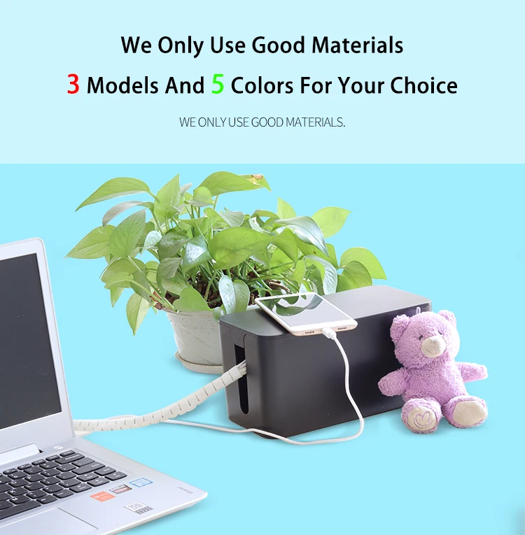 Cable Management Box,Cord Organizer And Cover With Cable Kit Desk