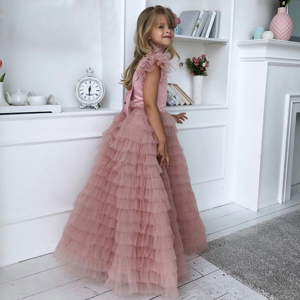 Платье для первого причастия с бантом для девочек на вечеринку и день рождения роскошное платье принцессы с цветами для девочек