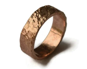 Customized Handmade Mens Rustic Vintage Copper Brass and Bronze Meteorite Ring