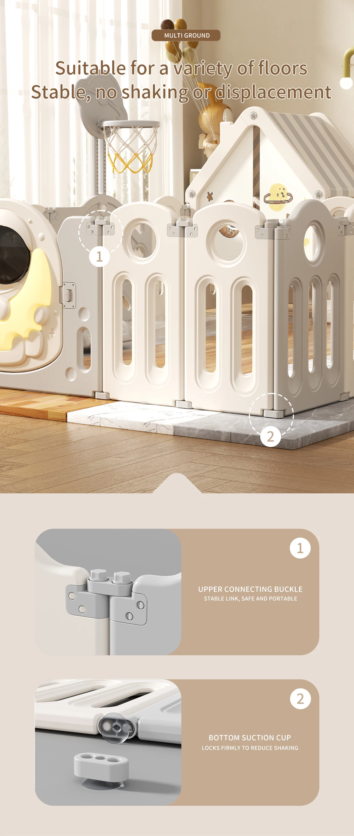 Children Foldable Plastic square Indoor with Gate Folding Play Yard Large Acrylic Safety Fence for Baby Kids' Playpens supplier