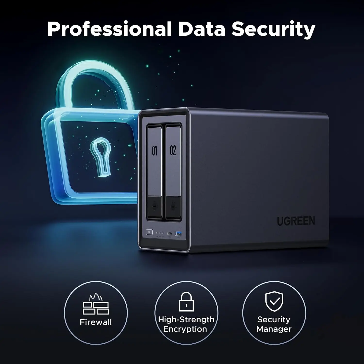 UGREEN DXP2800 2-Bay Desktop NAS with Intel N100 CPU, 8GB