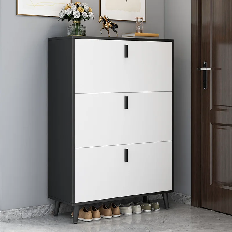 Low Price Luxury Modern Design Wooden Ultra Thin Slim Shoe Storage Cabinet Furniture Large Shoe Rack Cabinet for Home Entryway